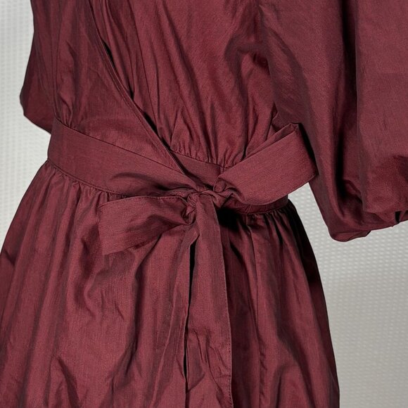 ASOS Design Short Blood Red Dark Romantic Deep V Wrap Dress Whimsygoth US Size 6 - Picture 3 of 10